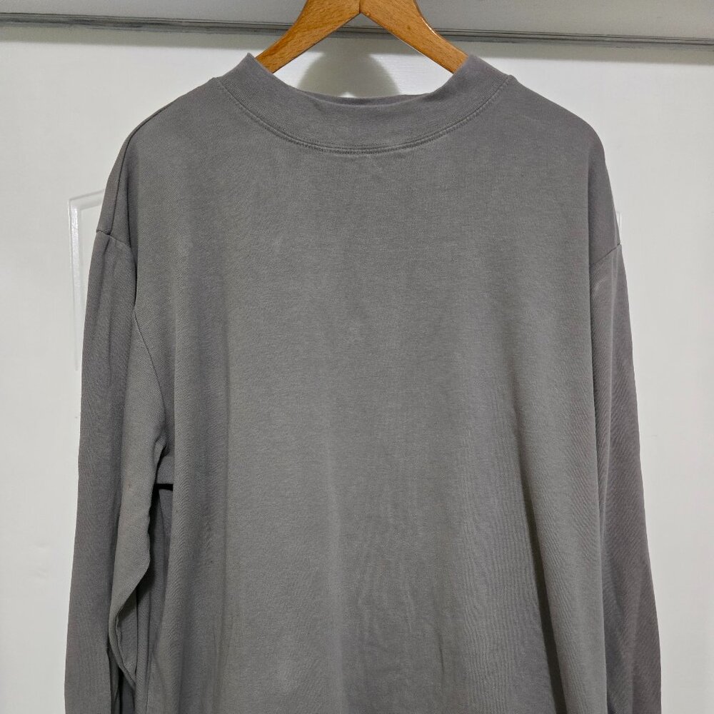 Men's Shirt Crew Neck Long-sleeve Heavyweight Gray King Size XXL